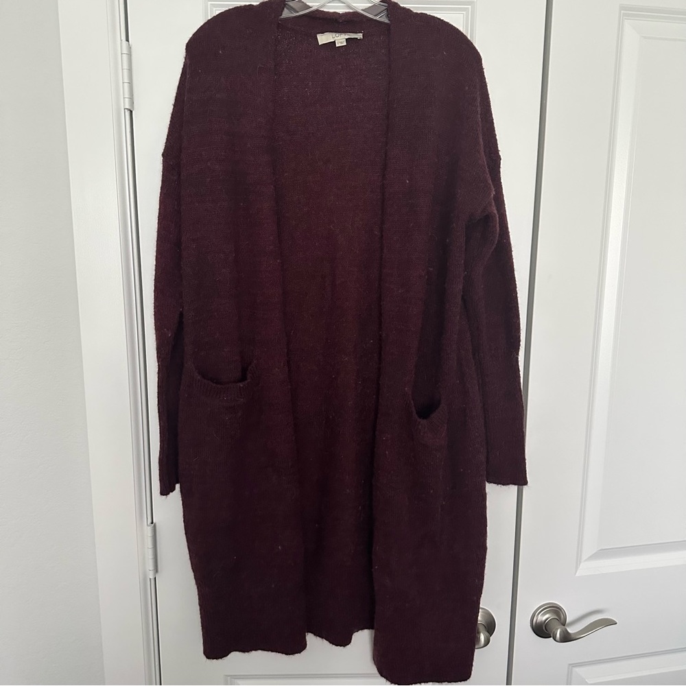 Loft burgundy cardigan